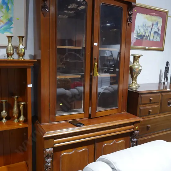 Cedar bookcase with glazed doors