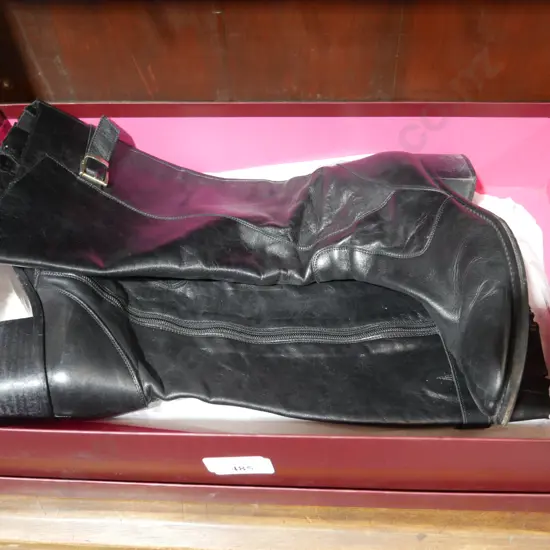 Black leather boots