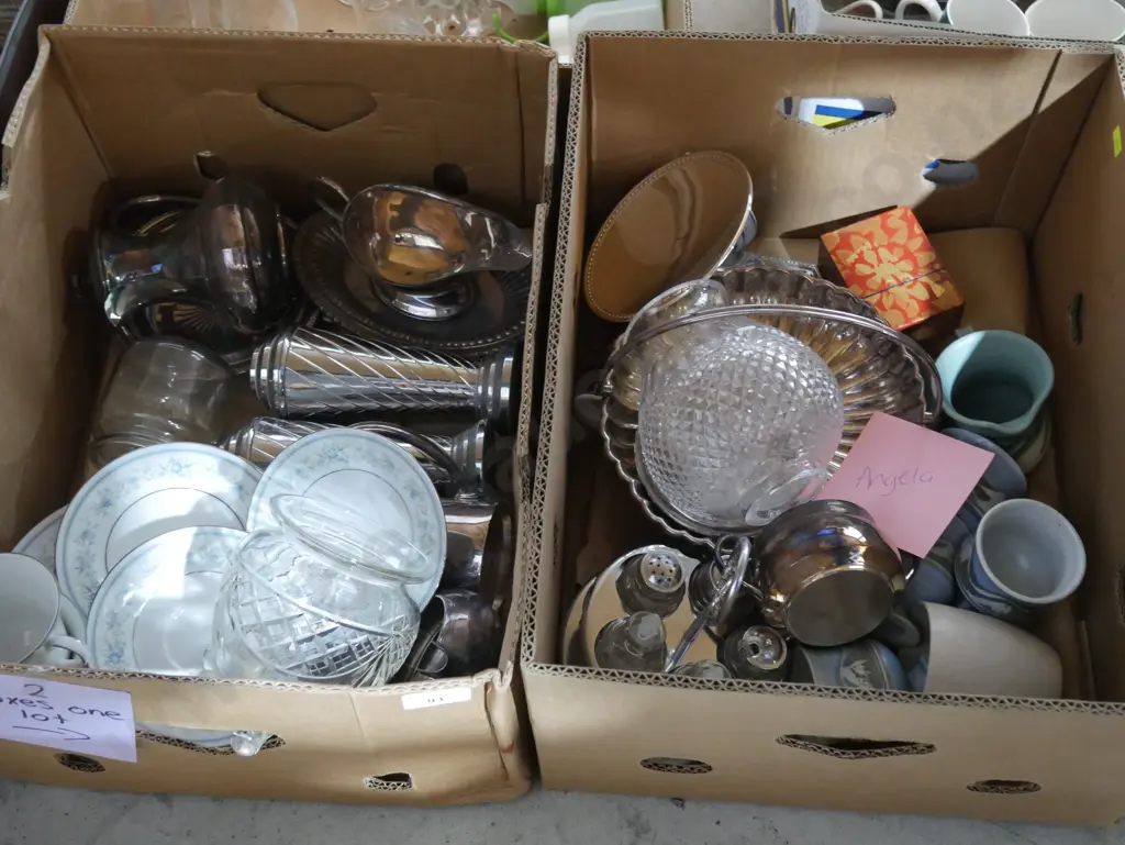 Two boxes of china, E.P ware etc Image 1++