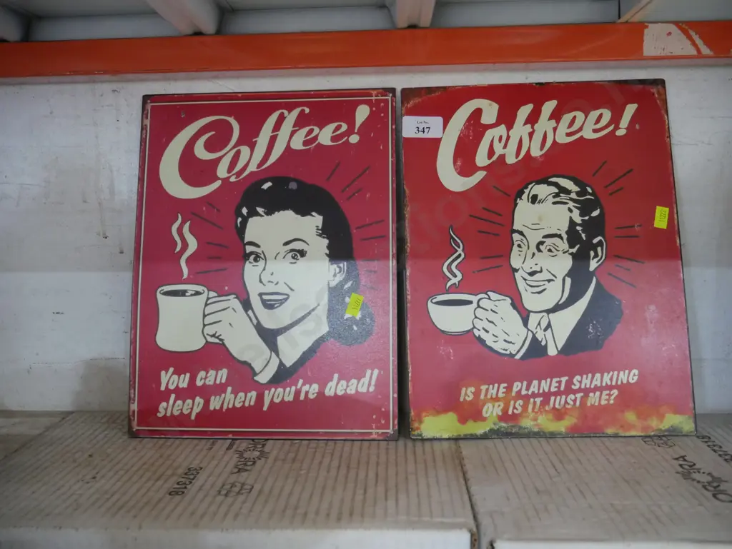 2 coffee tin signs Image 1++