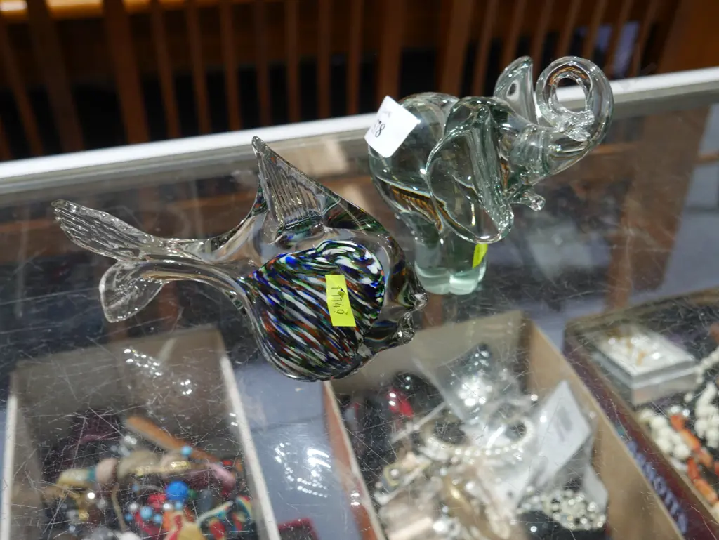 Glass elephant and fish Image 1++