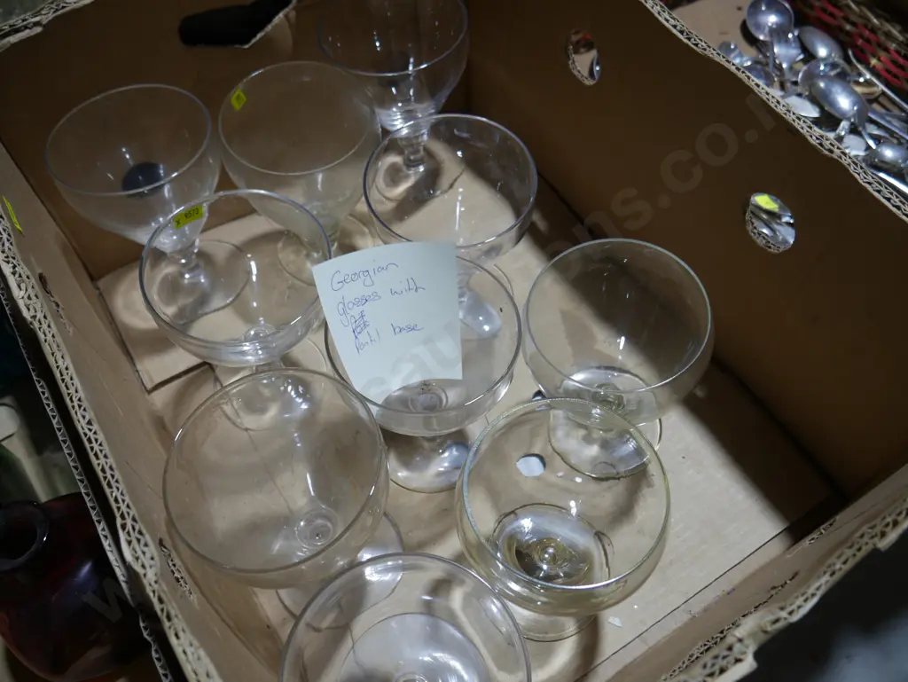 10 Georgian stemmed pontilled glasses Image 1++