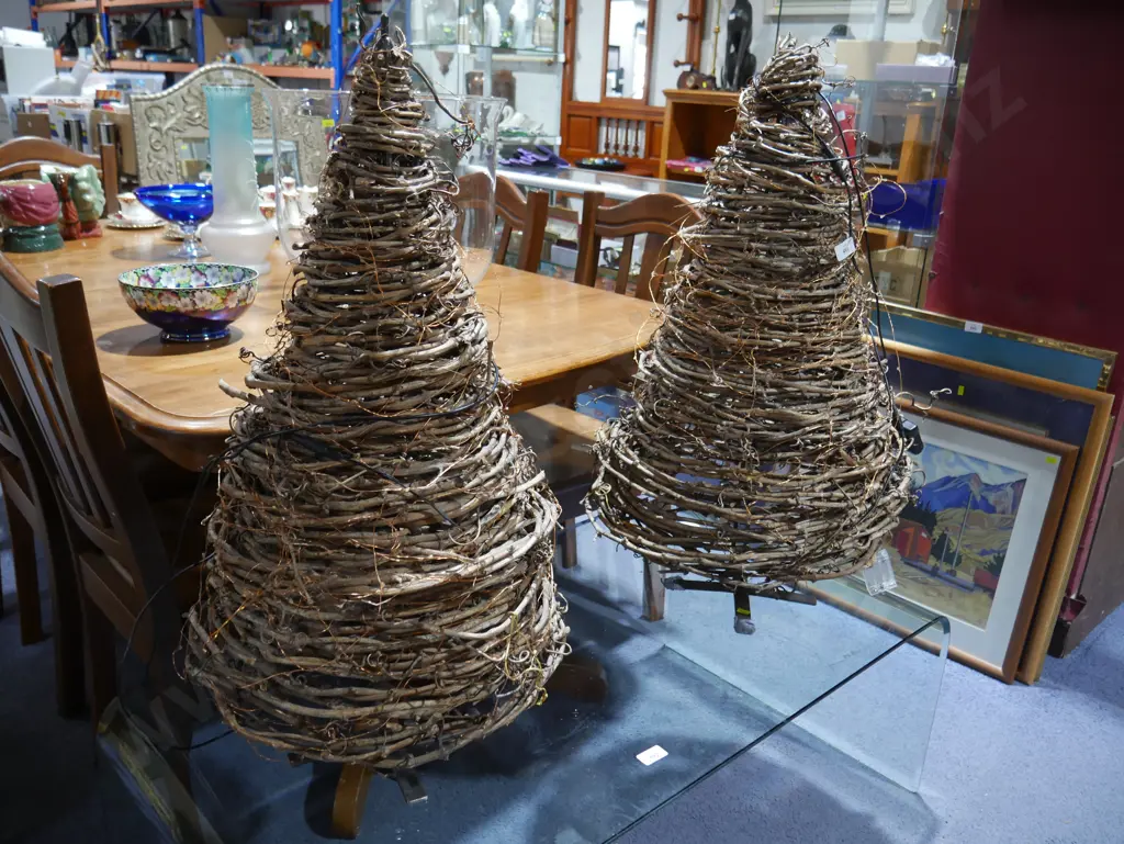 A pair of wooden decorated trees Image 1++