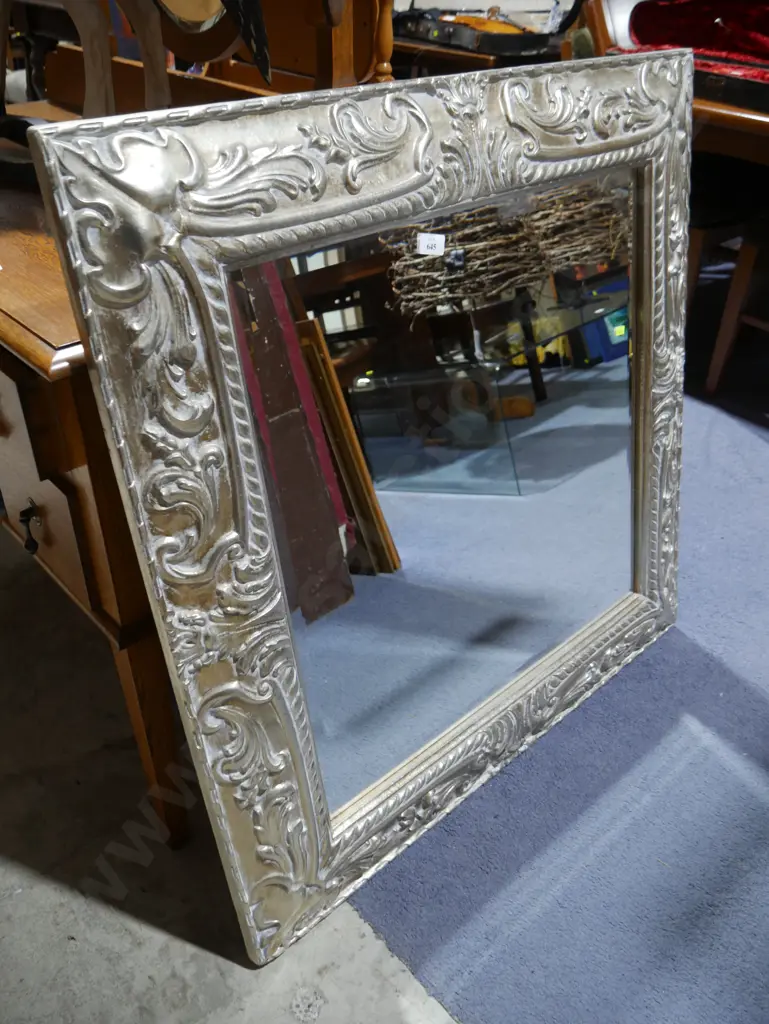 Silver framed mirror Image 1++