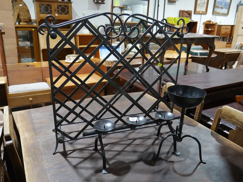 Metal wine rack and candlesticks etc Image 1++