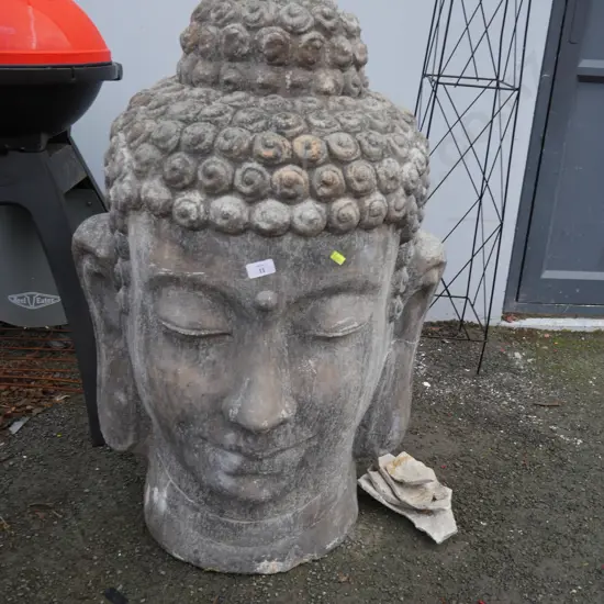 Large Buddha head garden ornament A/F