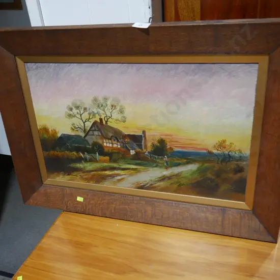 Cottage scene oil painting