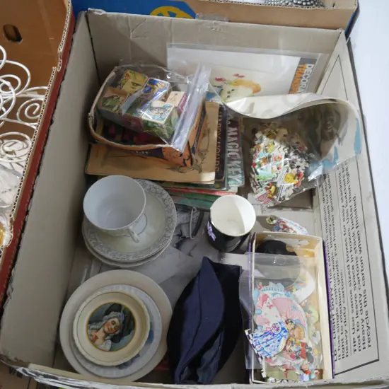Children's books, china cup, saucers etc