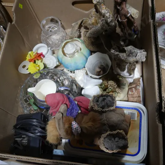 2 boxes Ep, brass ware, ornaments etc