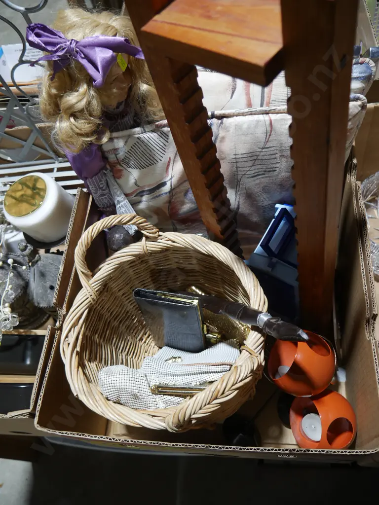 CD rack, cane basket, doll etc Image 1++