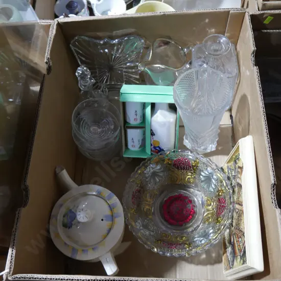Glassware, teapot etc