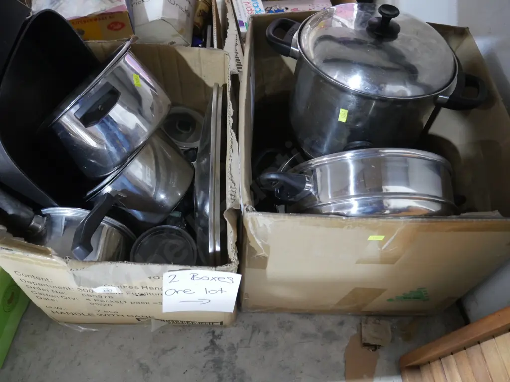 2 boxes of cooking pots etc Image 1++