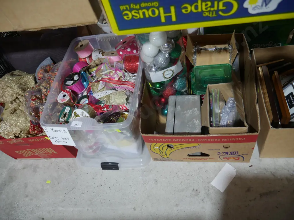 Three boxes of Christmas decorations, craft items etc Image 1++