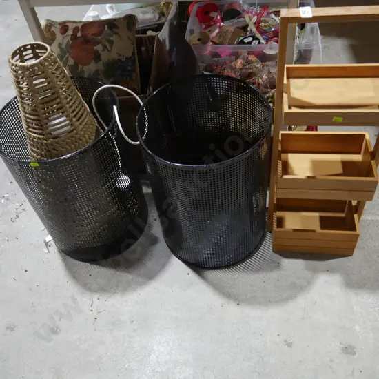 Lamp, wooden stand etc