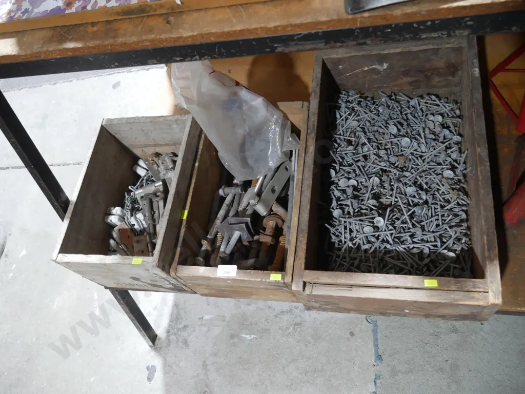 3 boxes of nails, hinges, chains etc Image 1++