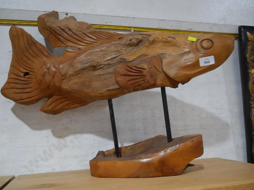 Wooden fish sculpture Image 1++