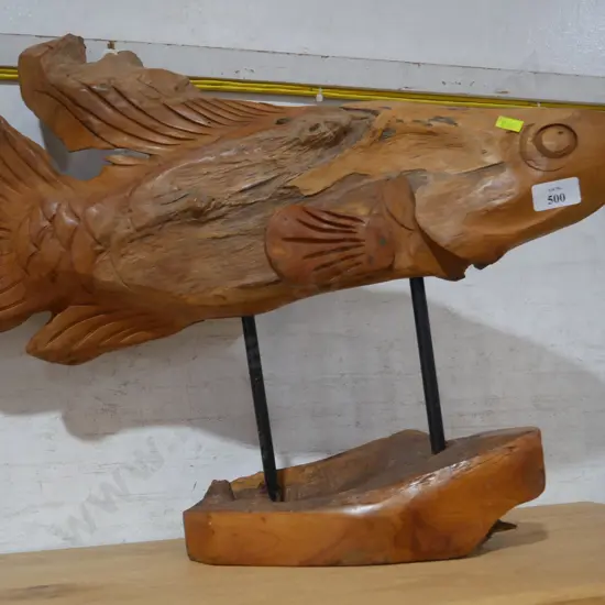 Wooden fish sculpture
