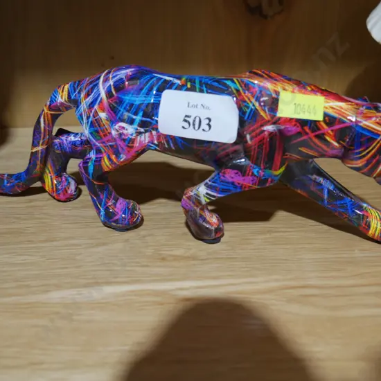 Graffiti panther sculpture