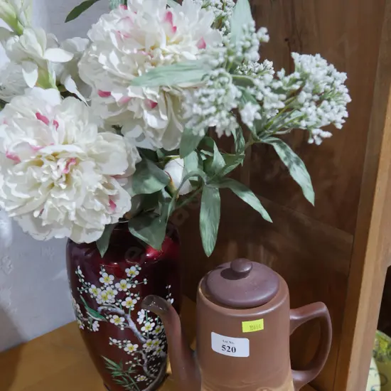 Te Rona pottery coffee pot, and vase
