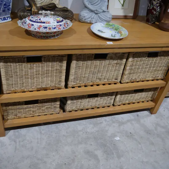 Wicker basket storage sideboard