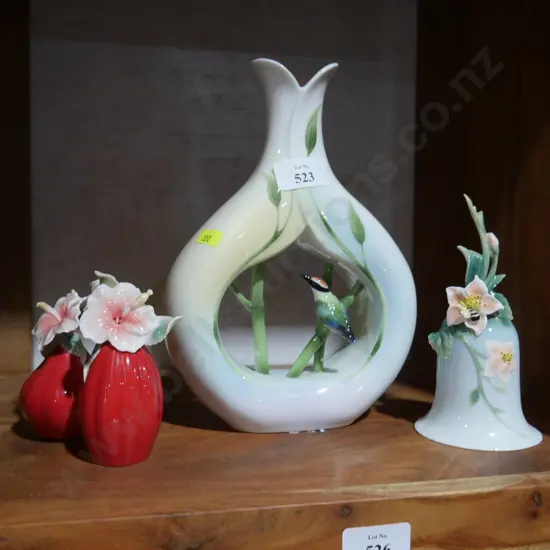 Franz vase, bell, and salt and pepper