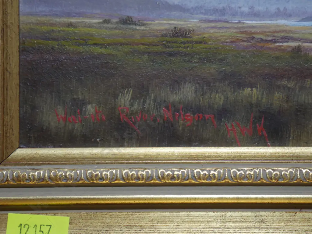 Wai-iti river, Nelson oil painting H. W. K Image 1++