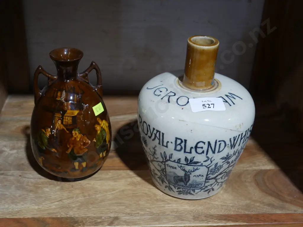 Jeroboam pottery whisky bottle and Royal Doulton vase Image 1++