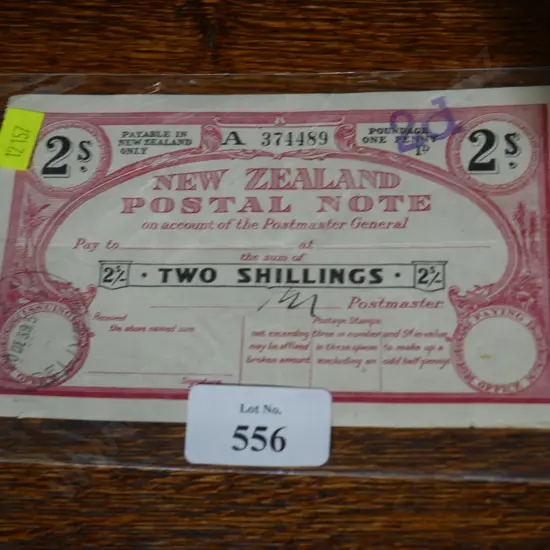 New Zealand two shilling postal note