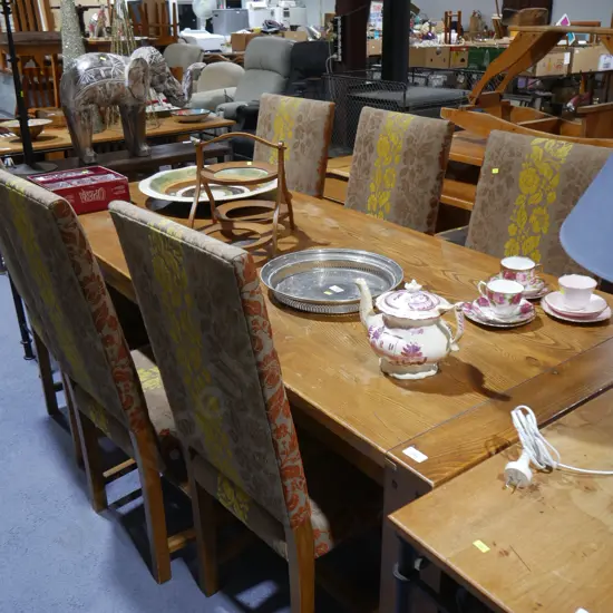 Long dining table and 6 chairs