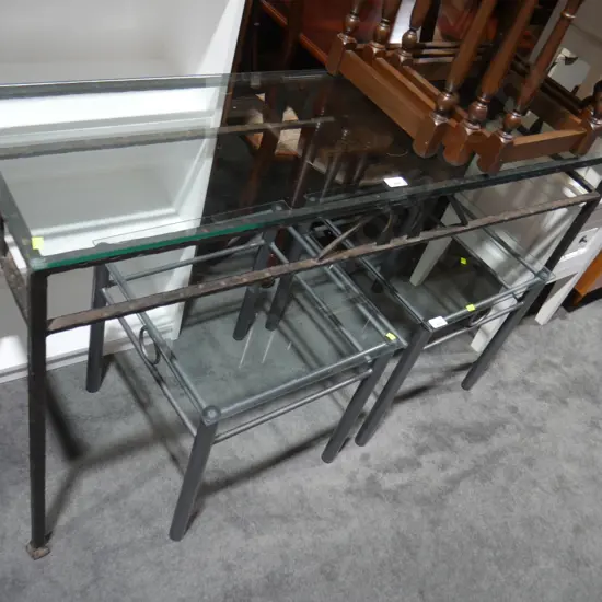 Metal and glass hall table