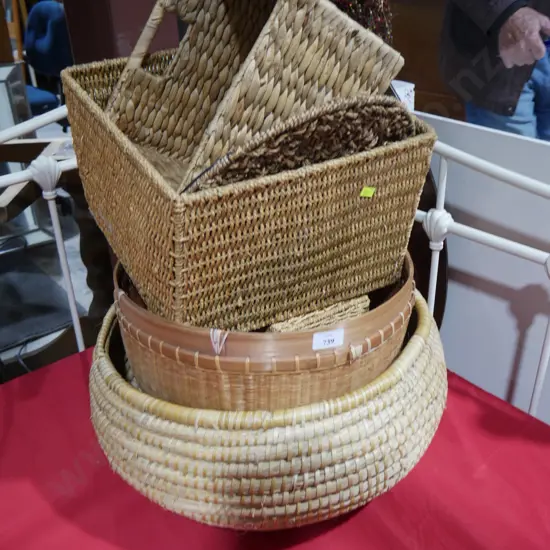 Cane baskets etc