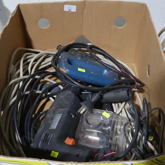 Jigsaw, drill, extension cord etc