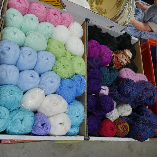 2 boxes of knitting wool