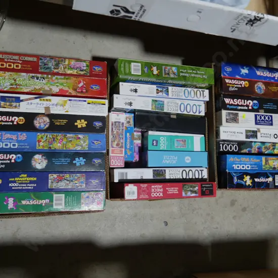 3 boxes of jigsaw puzzles