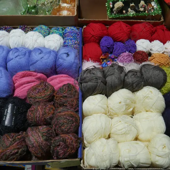 2 boxes of knitting wool