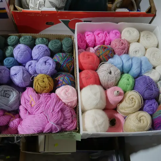 2 boxes of knitting wool