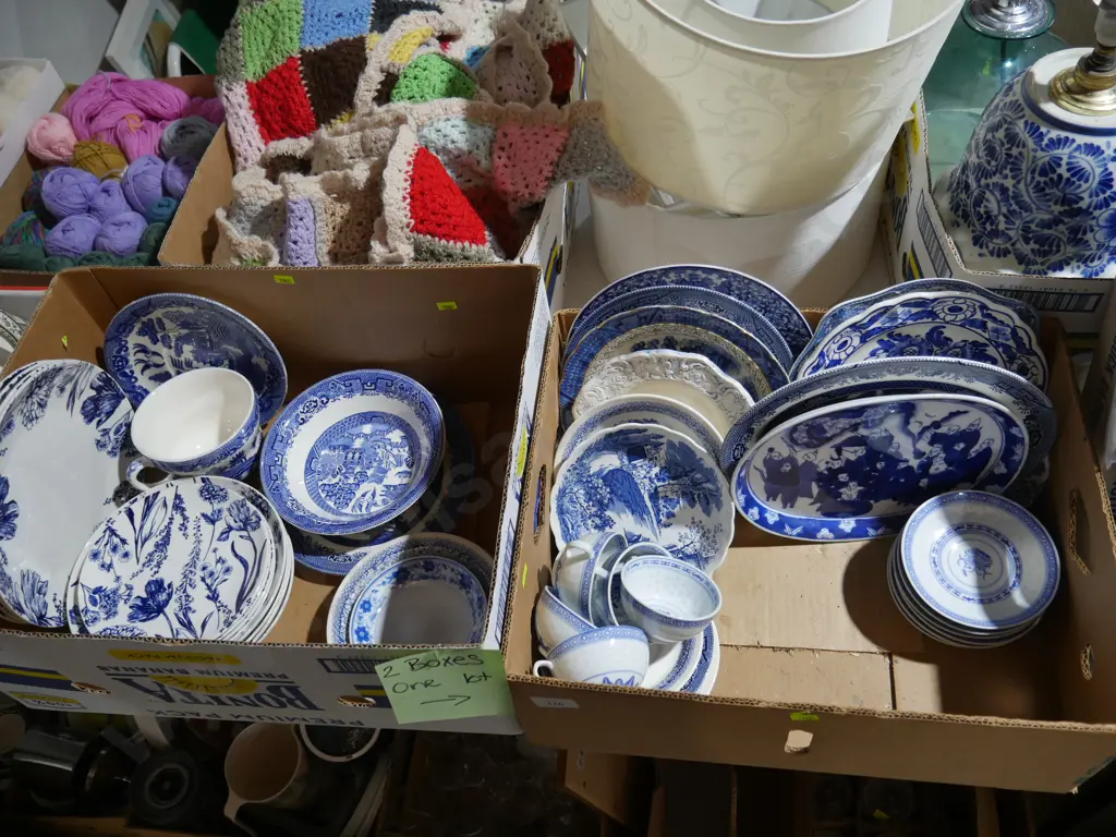 2 boxes of blue and white china Image 1++