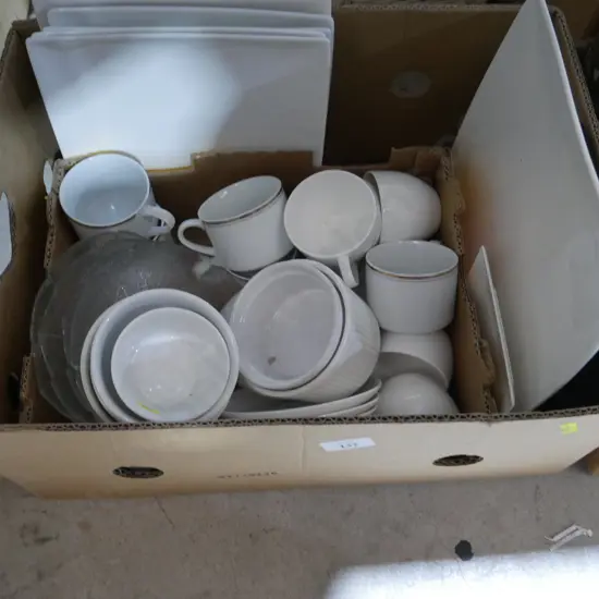White cups and plates