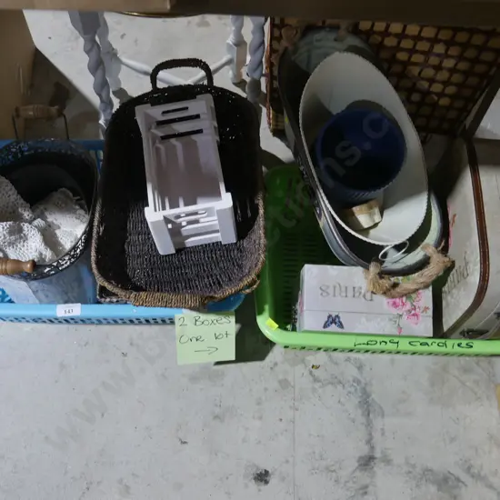 Cane baskets, tin planters etc