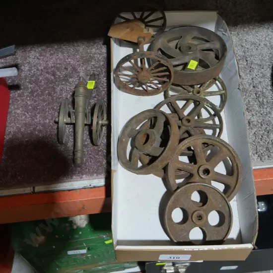 Brass cannon, wheels etc