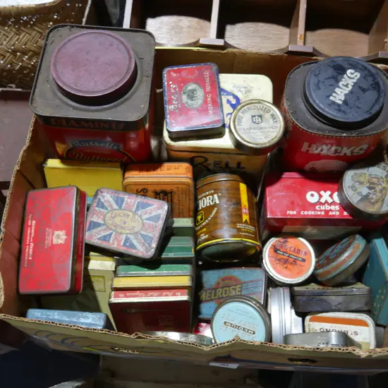 Assorted tins