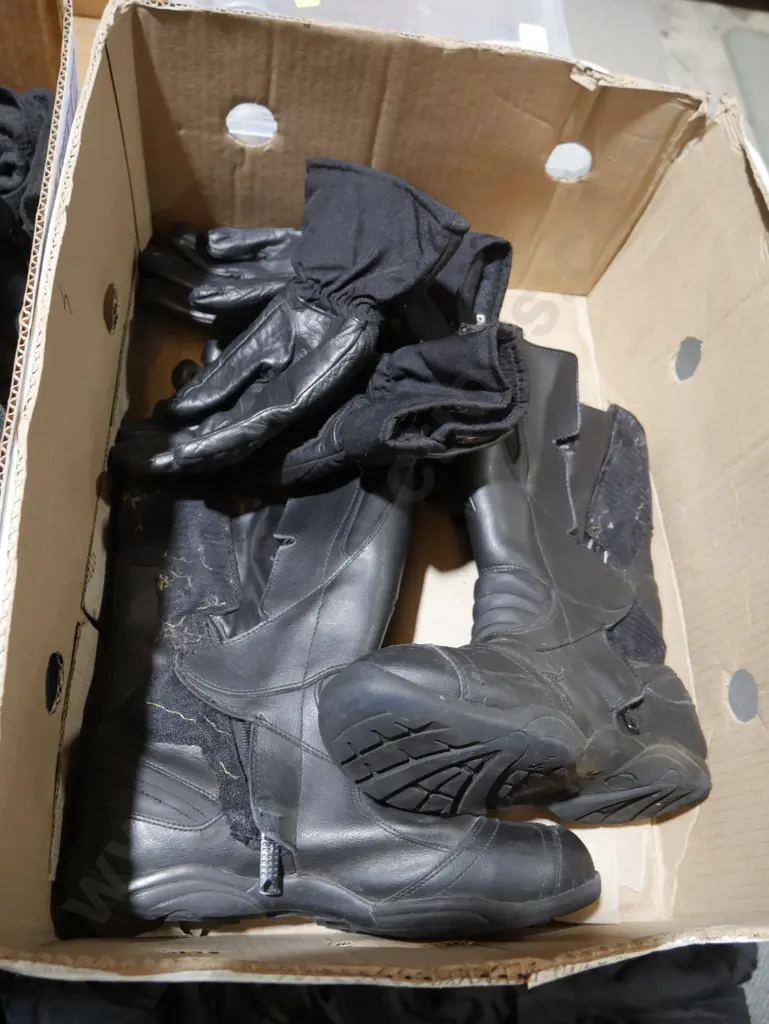 Two boxes of motorcycle clothing Image 1++