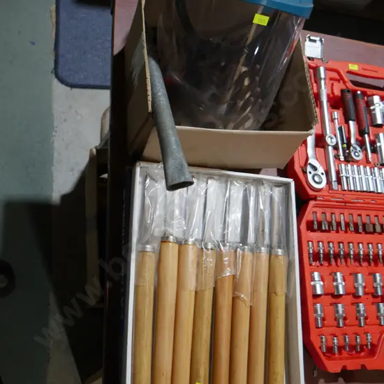 Chisel set, face visor etc