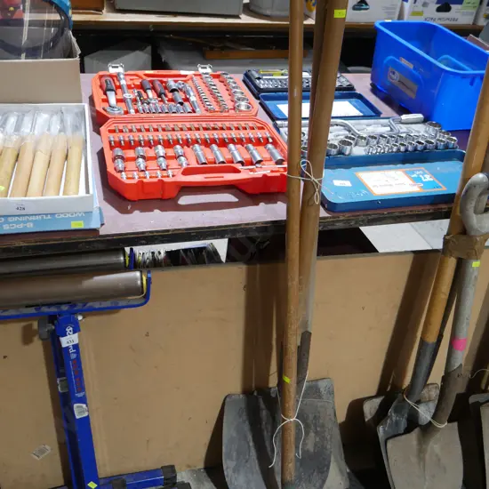 Shovels and rake