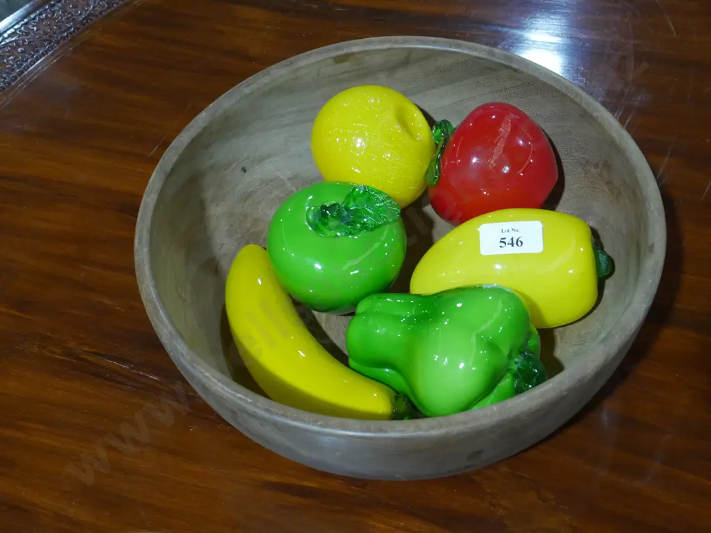 Glass fruits and wooden bowl Image 1++