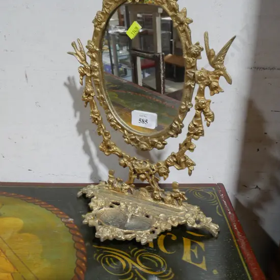 Brass table mirror