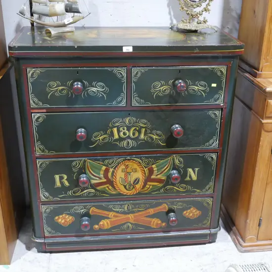 Painted captains chest of drawers