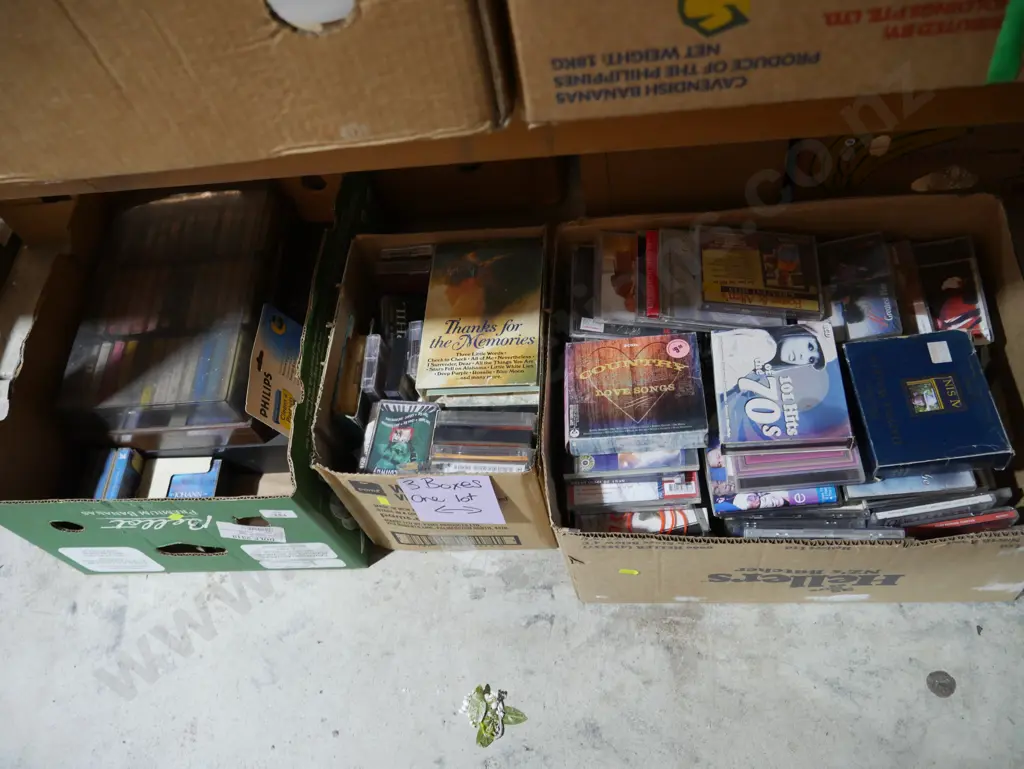 Three boxes of CDs and cassettes Image 1++