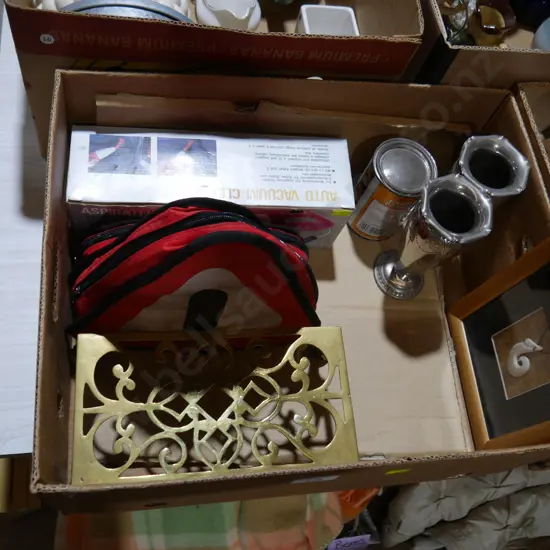 Brass stand, vases etc