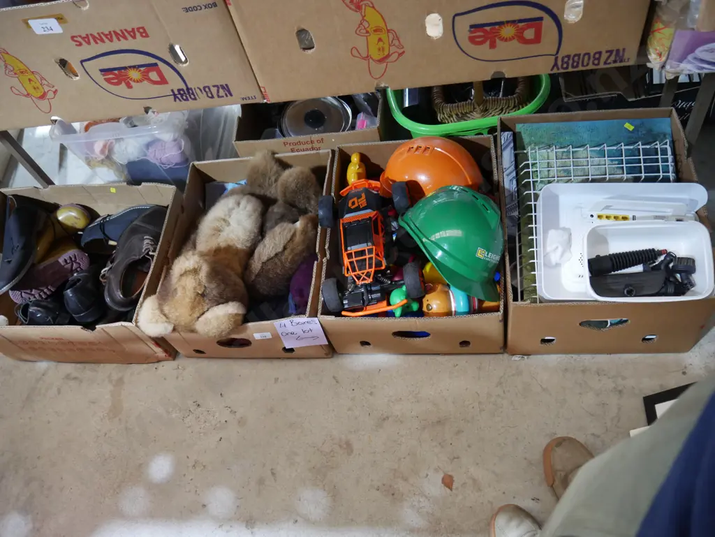 4 boxes of shoes, toys etc Image 1++